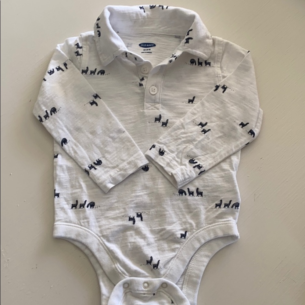 Alpaca print long sleeve onesie